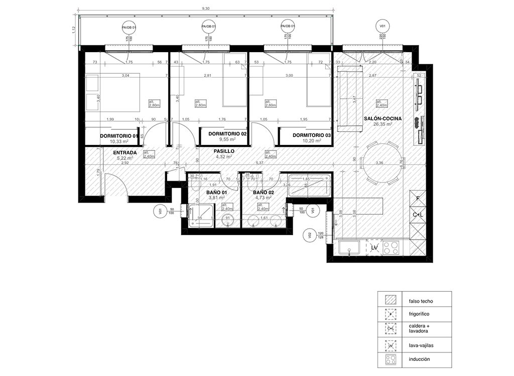 Plano proyectado con cotas